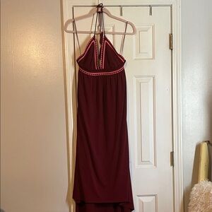 Express Maroon Halter High-Low Dress